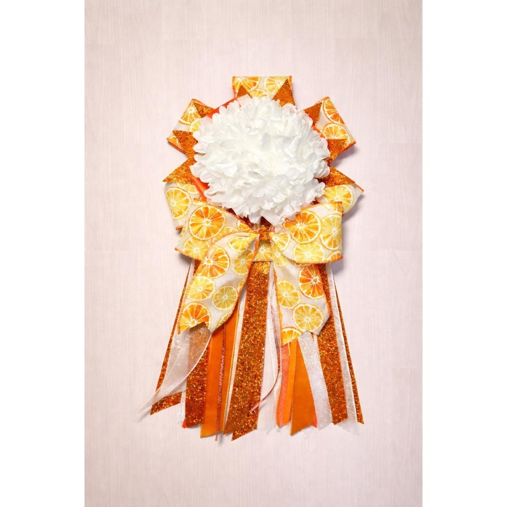 Citrus Homecoming Mum – Orange & White Sparkle School Mum